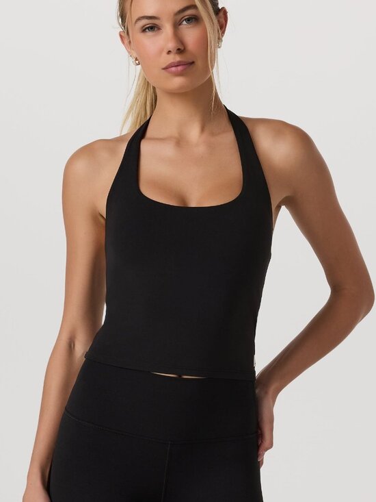Vuori Tops - Vuori AllTheFeels Halter Tank Top - Black - Size Large